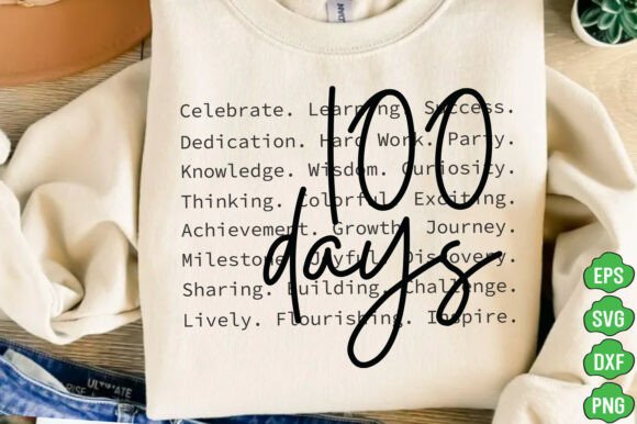 100 Days Words Png for T-Shirt Designs