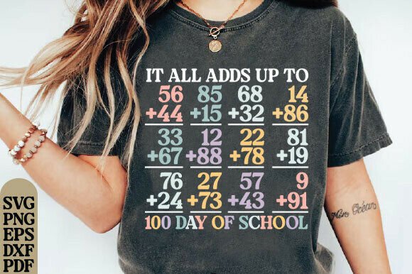 100th Day of School Math Teacher Kids Graphics
