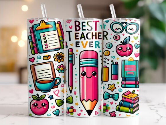 Best Teacher Ever Tumbler Sublimation Graphics