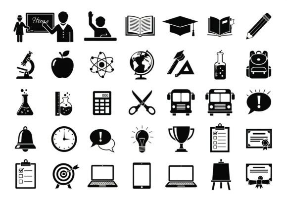 Black Educational on School Learning Graphics and Icons