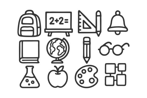 Flat Design Illustration of School Graphics and Icons