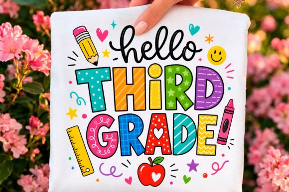 Hello Third Grade School Supplies PNG