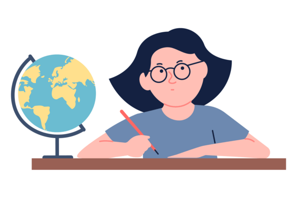 Learning Girl Thinking Graphics and Illustrations