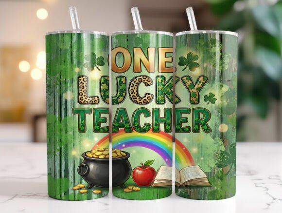 Lucky Teacher St Patrick Tumbler Wrap: A Festive Design Asset for Seasonal Projects