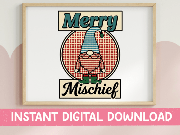 Merry Mischief Gnome Retro SVG Graphics