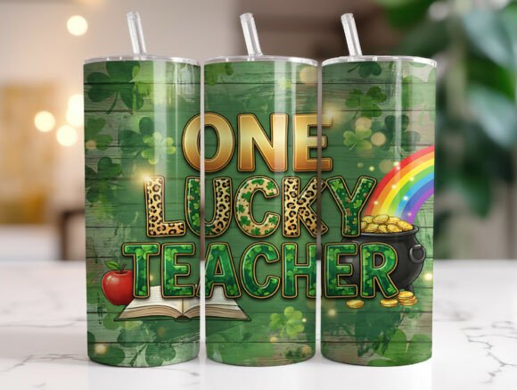 One Lucky Teacher St Patrick’s Tumbler Wrap for Creative Branding