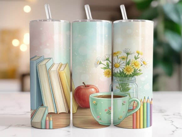 Pastel Teacher Life 20 Oz Tumbler Wrap Graphics