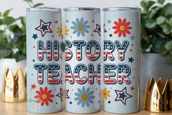 Patriotic Teacher Floral 20oz Tumbler Graphics