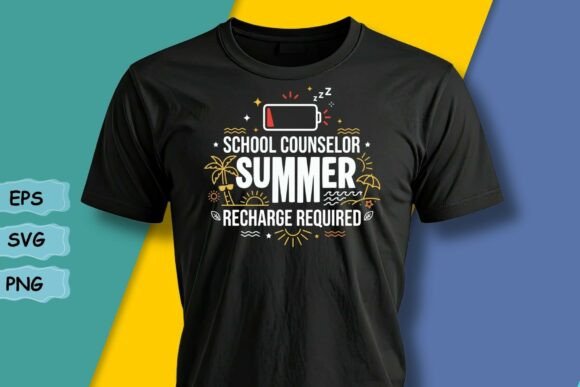 School Counselor Summer Recharge Graphics for T-Shirt Designs