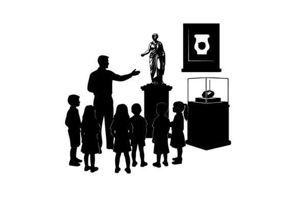 School Field Trip to Museum Vector Illus: Graphics & Illustrations