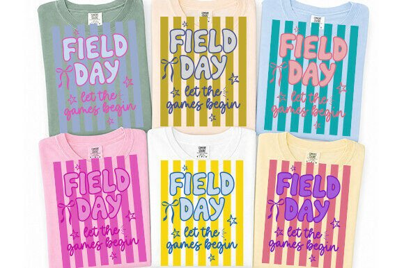 Striped Neon Field Day Png for T-Shirt Designs