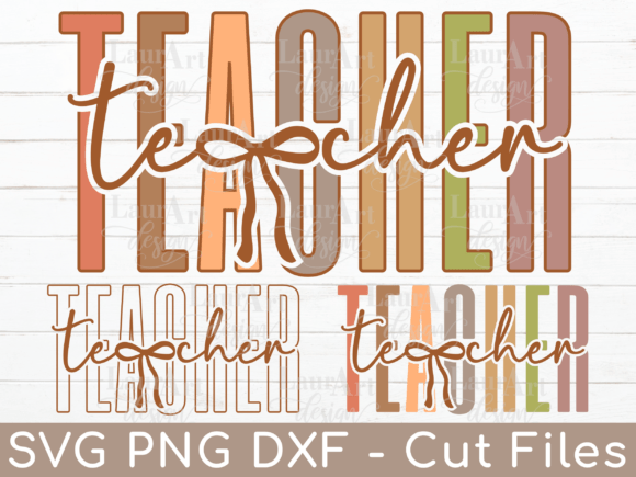 Teacher Bow Teacher Text with Outline: A Strong Graphic Design Asset for T-Shirt Designs