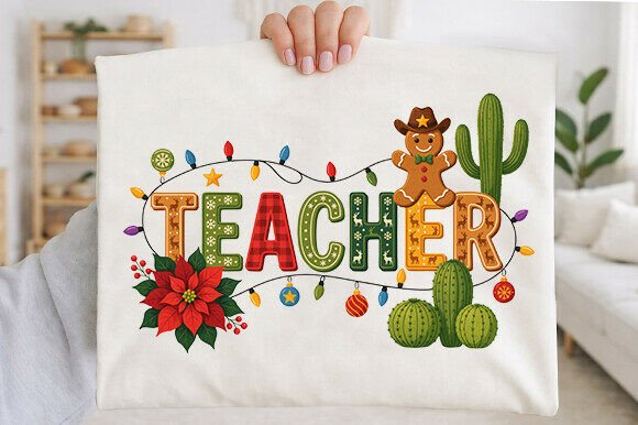 Teacher Christmas PNG for T-Shirt Designs