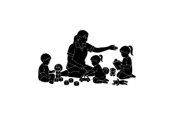Teacher Helping Children with Building B