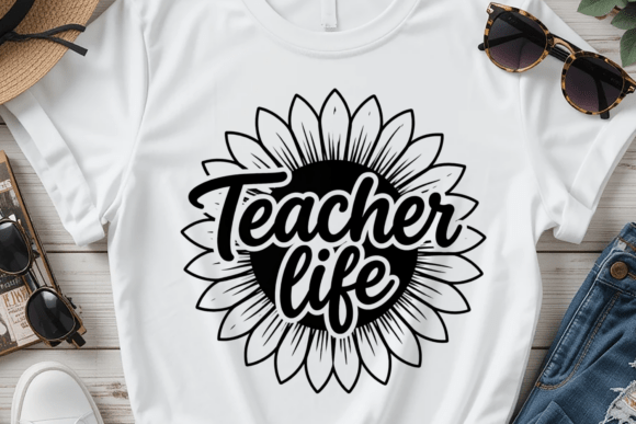 Teacher Life Sunflower PNG for Graphics and T-Shirt Designs