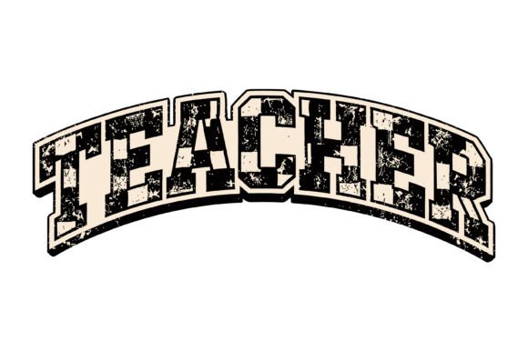 Teacher Vintage Varsity Text Design Graphics