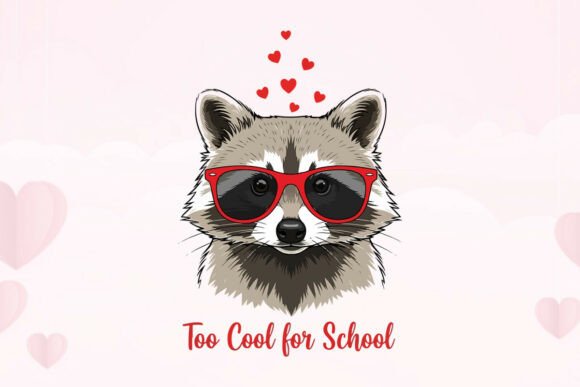 Too Cool for School Raccoon Valentine Graphics